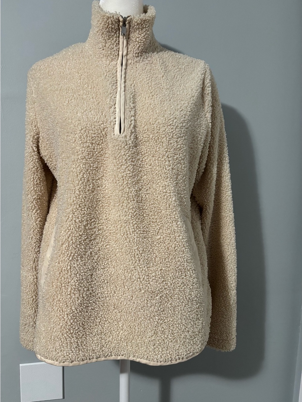 Banana Republic Women's Cream Sherpa Half-Zip Pullover Jacket